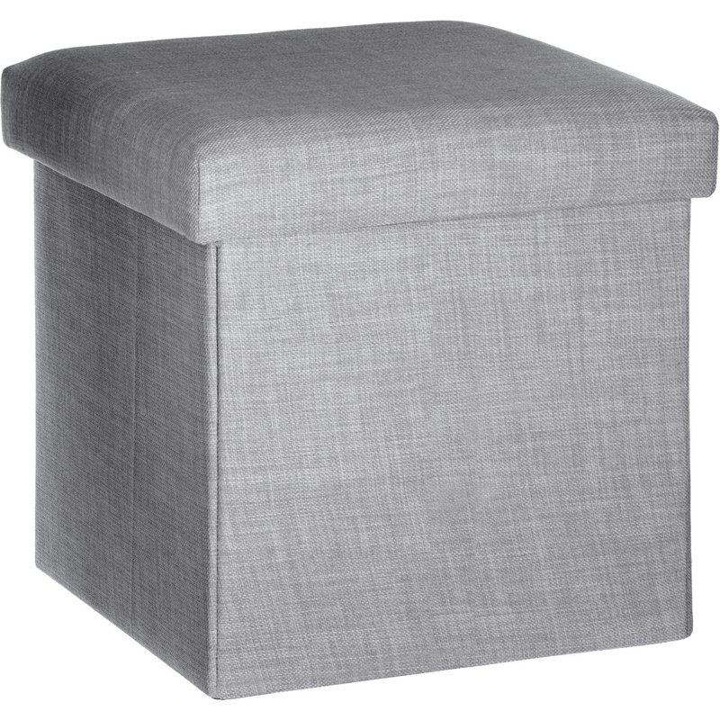 Pouf Coffre Pliable Tomaz - L. 38 X H. 38 Cm - Gris Clair