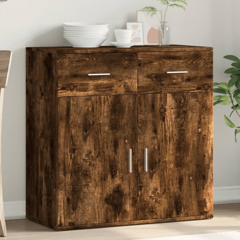 Vidaxl Buffet Chêne Fumé 79x38x80 Cm Bois D'ingénierie