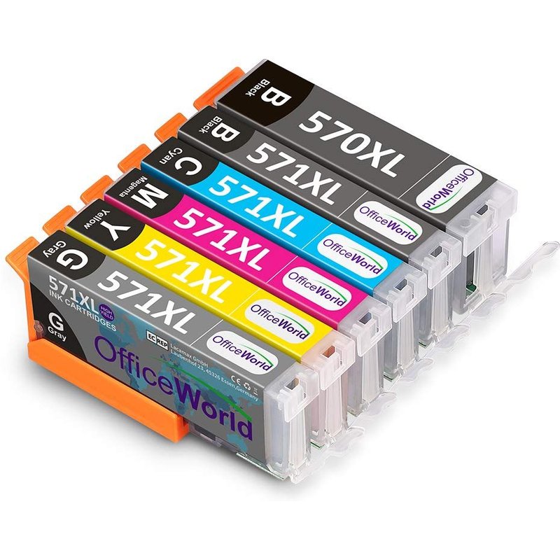 OfficeWorld 6 coloré 570 571XL Remplacer pour Canon PGI-570 CLI-571 Cartouches d'encre pour Canon Pixma TS8051 TS8050 TS8053 TS80