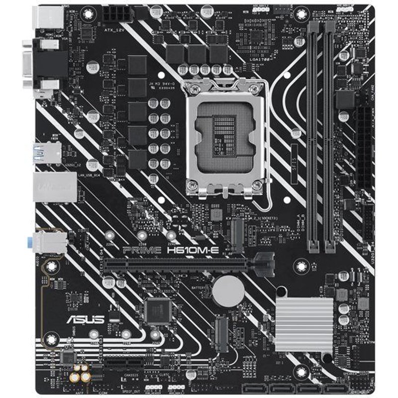 ASUS PRIME H610M-E-CSM - Carte-mère - micro ATX - Socket LGA1700 - H610 Chipset - USB 3.2 Gen 1 - Gigabit LAN - carte graphique embarquée (unité centrale requise) - audio HD (8 canaux)