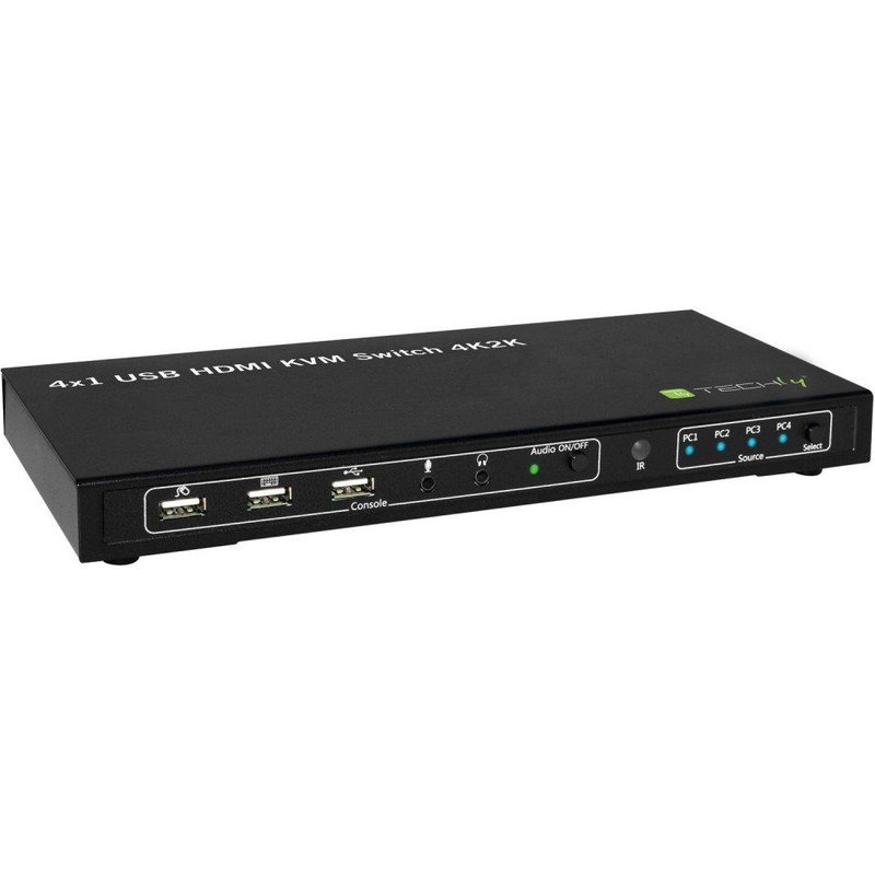 Techly IDATA-KVM-HDMI4U commutateur écran, Clavier et Souris Noir - Commutateurs écran-Clavier-Souris (3840 x 2160 Pixels, 3840 x