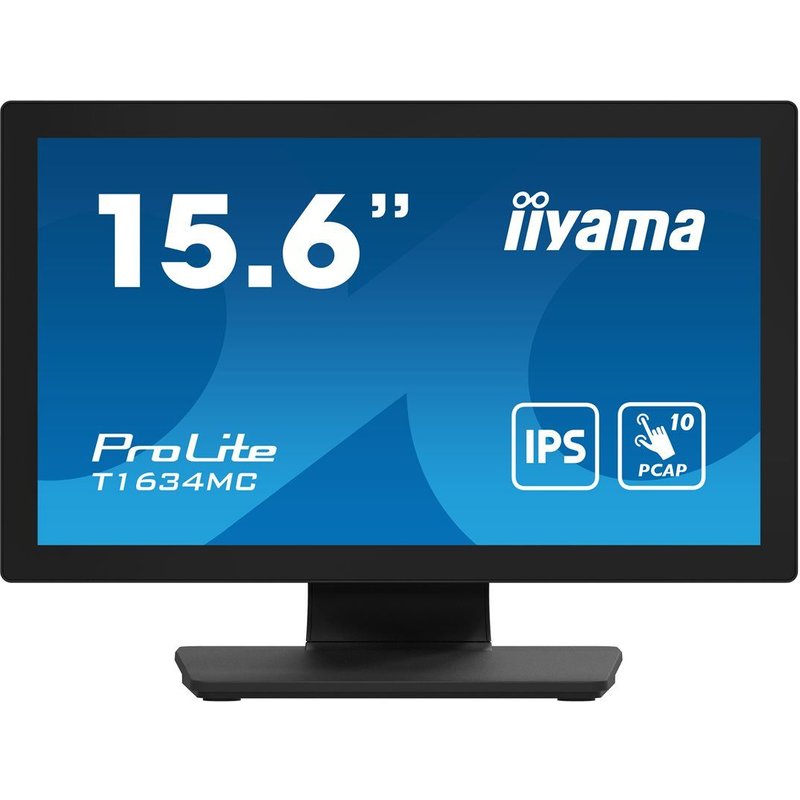 iiyama ProLite T1634MC-B1S - Écran LED - 15.6" - écran tactile - 1920 x 1080 Full HD (1080p) @ 60 Hz - IPS - 450 cd/m² - 700:1 - 25 ms - HDMI, VGA, DisplayPort - noir, mat