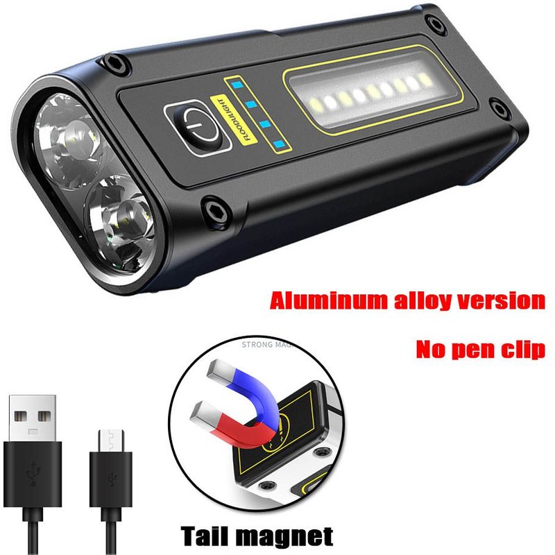 No pen clip 1PC Lampe de poche multifonction portable STD01 2Xaf + COB LED Mini torche LED TYPE-C lampe de travail aste avec pince à stylo magnétique ""Nipseyteko