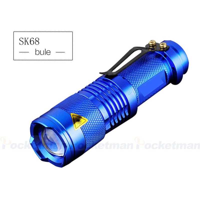 Blue flashlight Lampe de poche d'urgence à LED zoomable, torche, délit, alliage, 3 modes d'éclairage, étanche ""Nipseyteko