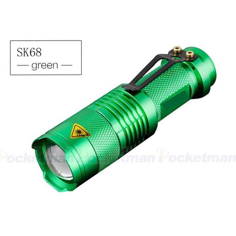 Green flashlight Lampe de poche d'urgence à LED zoomable, torche, délit, alliage, 3 modes d'éclairage, étanche ""Nipseyteko