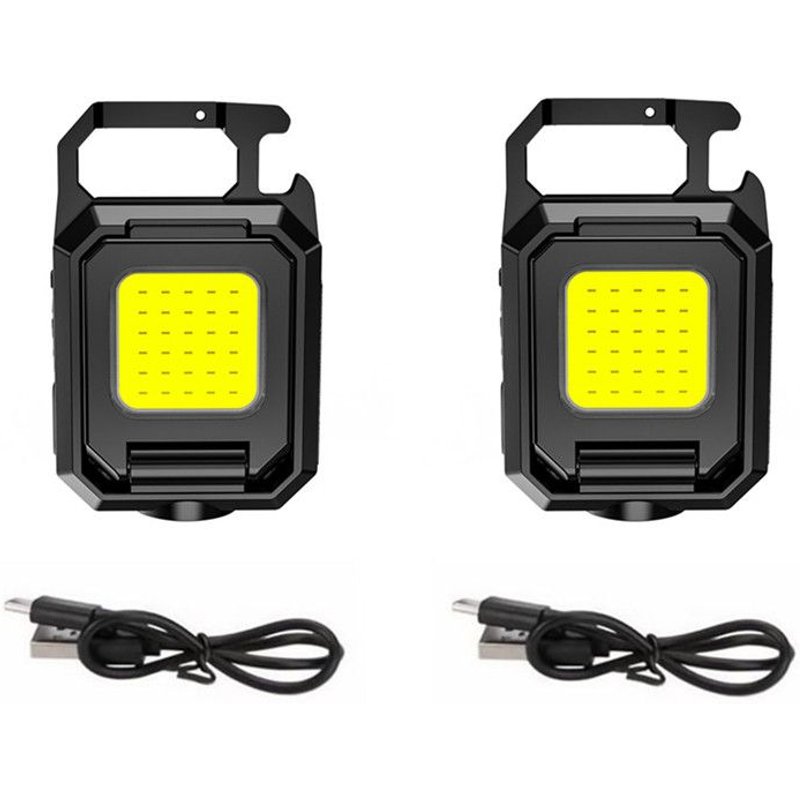 2PCS 800MAH Mini lampe de poche à clé multifonction, lampe de travail d'urgence lumineuse, source de lampe pour touristes, escalade et camping, haute luminosité, 1000mAh, 1-4 pièces ""Nipseyteko