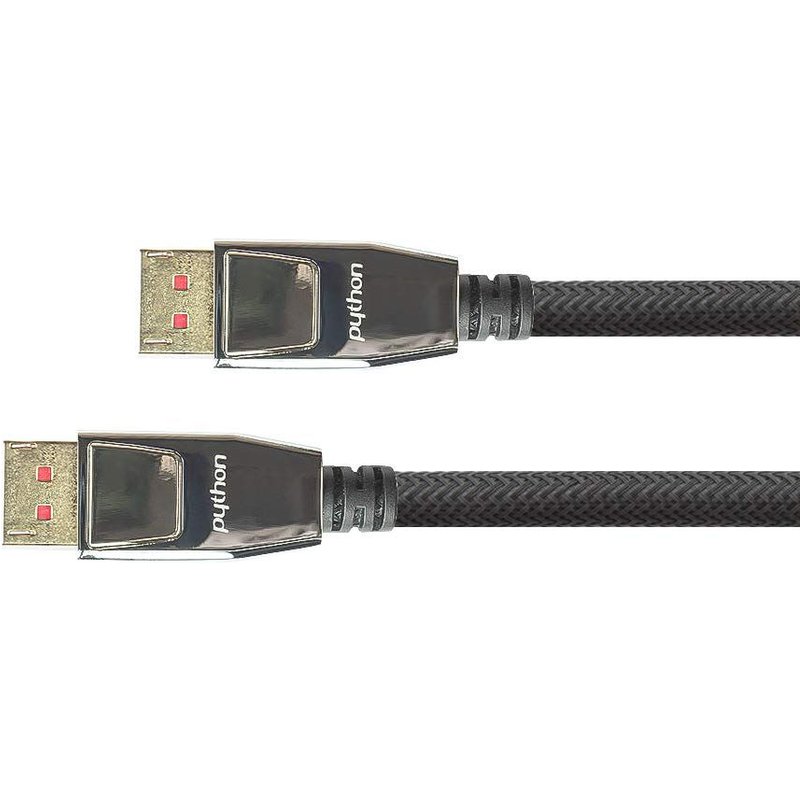 PYTHON Series Premium Câble DisplayPort 1.4 8 K 60 Hz / 4 K 240 Hz avec Verrouillage en métal plaqué Or, Triple Blindage ¿ Cu