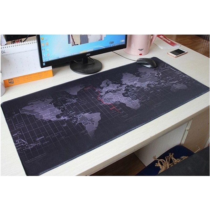 Tapis de Souris Monde pour PC ASUS ZenBook Clavier Bureau Map Deperlant 40x90cm (NOIR)