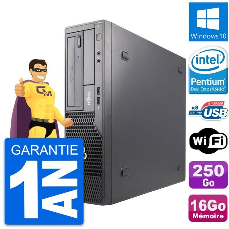 PC Fujitsu Esprimo E500 DT Intel G630 RAM 16Go Disque Dur 250Go Windows 10 Wifi