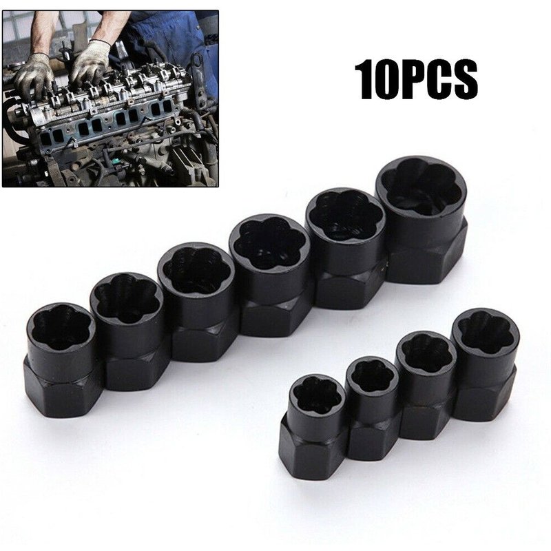Extracteur De Boulon Endommag¿¿, Extracteur De Vis, Outils De Retrait, Kit D'Outils De Filetage, Outils ? Main 9 19Mm 10 Pi¿¿ces 9109-May14A03819