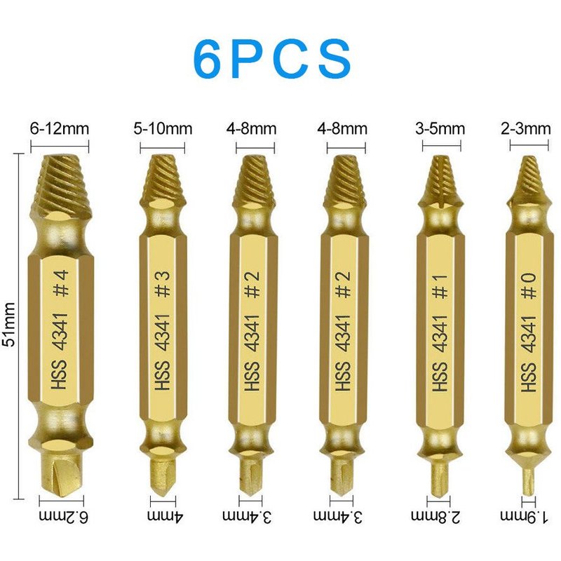 Extracteur De Vis Endommag¿¿, M¿¿ches De Forage, Extracteur De Vis Endommag¿¿, Outil De D¿¿c¿¿l¿¿ration, Jeu De 6 Pi¿¿ces 9109-May14A04358