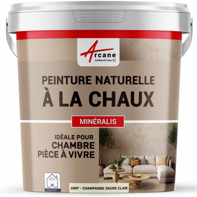 Peinture chaux naturelle : décoration intérieure sans émanation NUANCES MINERALES CHAUX Champagne Jaune Clair 60 m² (2x5 kg en 1 couche)