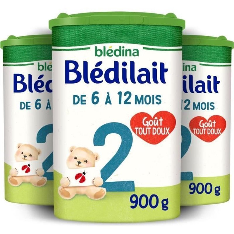Blédina Blédilait 2ème Âge - Lait De Suite En Poudre, Dès Les 6 Mois Et Jusqu'aux 12 Mois De Bébé - Pack De 3 Boîtes De 900 G