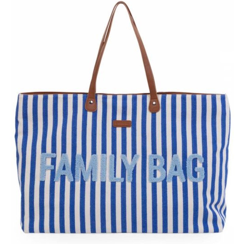 Sac À Langer Family Bag À Rayures Bleu Éléctrique Et Bleu Clair