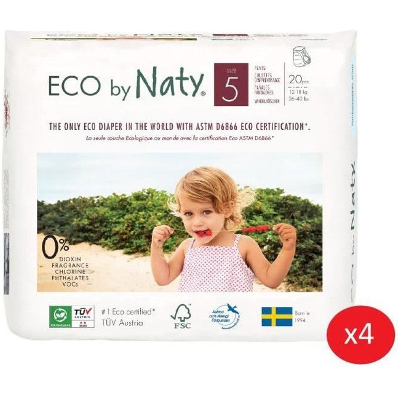 Naty - Lot De 4 Paquets De Culottes D'apprentissage Taille 5 Junior 12-18 Kg 20 Pcs