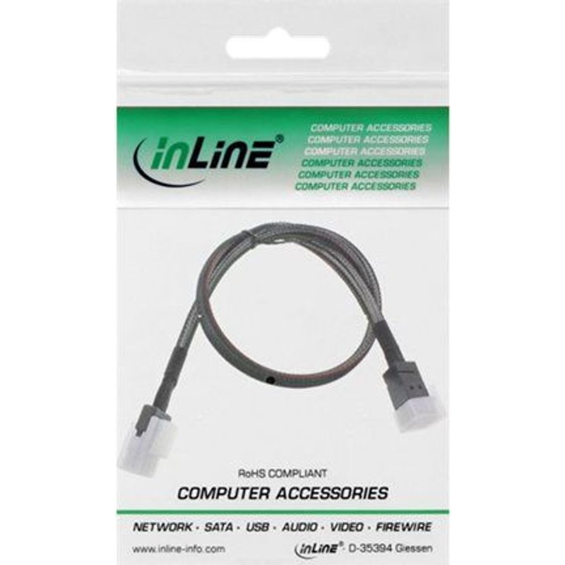 InLine - Câble interne SAS - avec bandes latérales - direct - 4 voies - Disque dur SAS Mini 4x (SFF-8643) pour 4i Mini MultiLane 36 broches - 1 m - noir