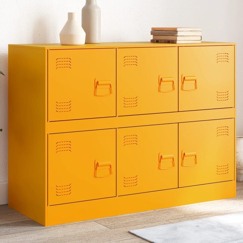 Vidaxl Buffet Jaune Moutarde 99x39x73 Cm Acier
