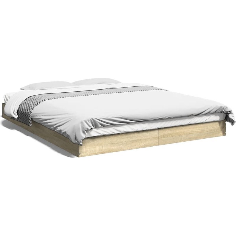 Cadre De Lit 160x200 Cm Chêne Sonoma Bois Contreplaqué