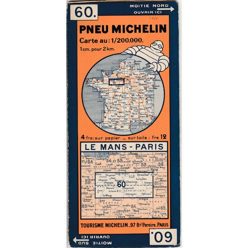 Carte Routiere Michelin N°60 Au 1/200.000 De 1935