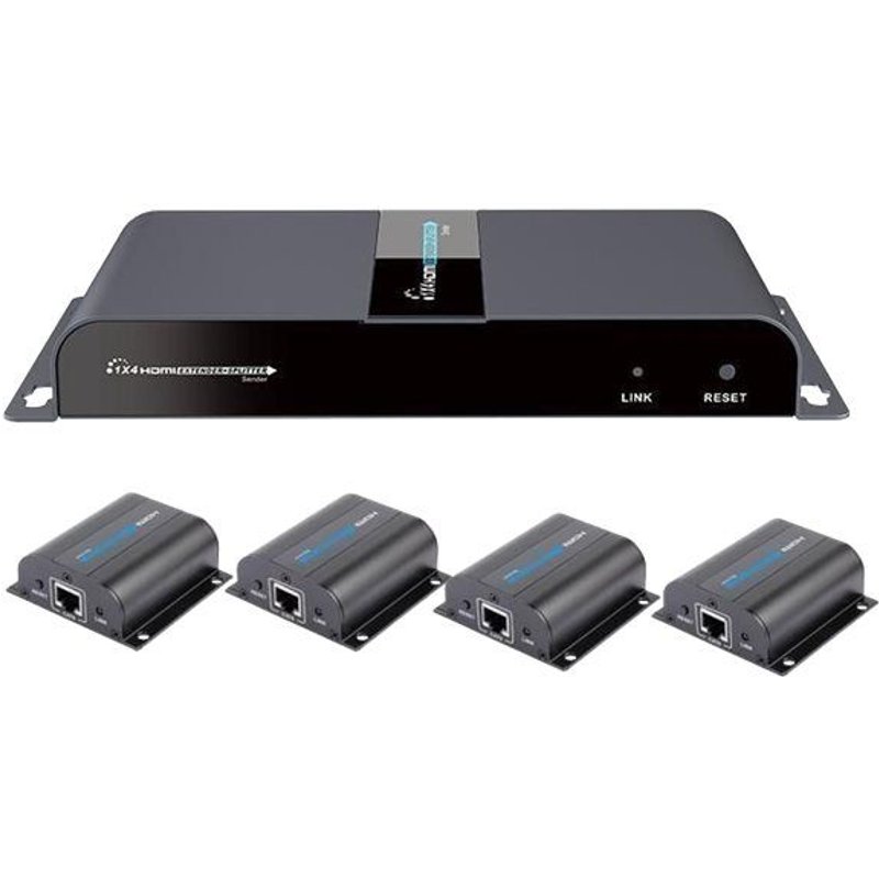 TECHly HDMI 1x4 Extender Splitter over CAT6/6a/7 50m with IR pass-back - Émetteur + 4 récepteurs - rallonge vidéo/audio/infrarouge - HDMI, infrarouge - plus de CAT 6/6a/7 - 4 ports - jusqu'à 50 m