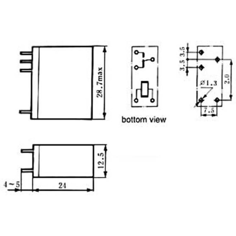 Relais vertical 10a/30vcc-220vca 1 x repos-travail 24vcc