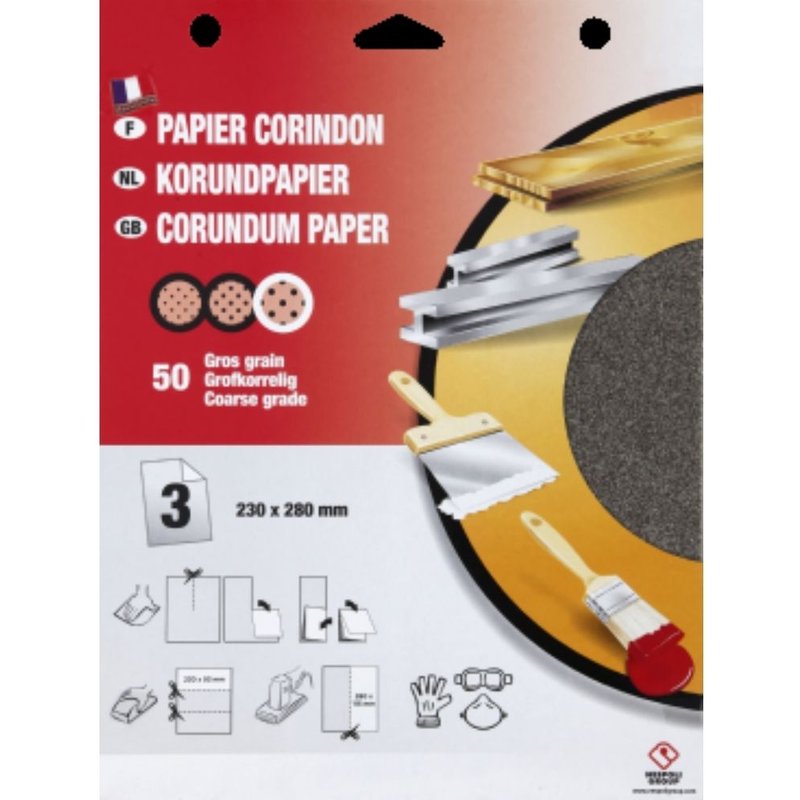 Pochette de 3 feuilles papier corindon gros grains