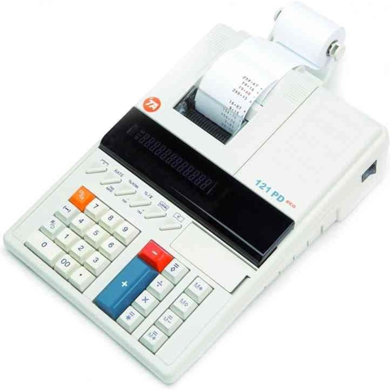 Calculatrice de bureau avec imprimante Triumph Adler 121 PD eco blanc sur secteur