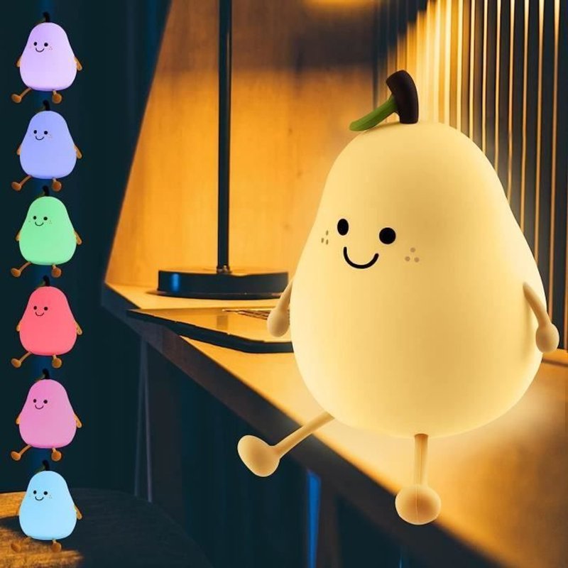 Avcxec Poire Lampe Veilleuse Silicone, Veilleuse Enfant Bebe Rechargeable Usb, 7 Couleurs Lère Veilleuse De Nuit Bébé, Lampe De 102