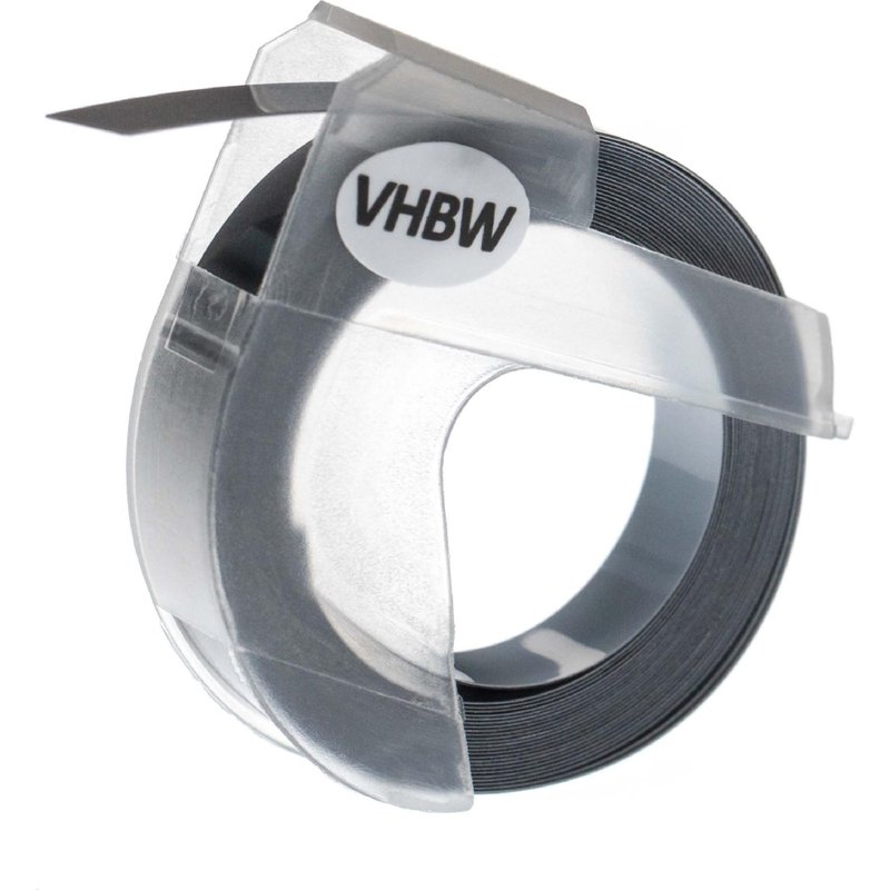vhbw Ruban de marquage 3D compatible avec Dymo Omega imprimante d'étiquettes 9mm Blanc sur Argent