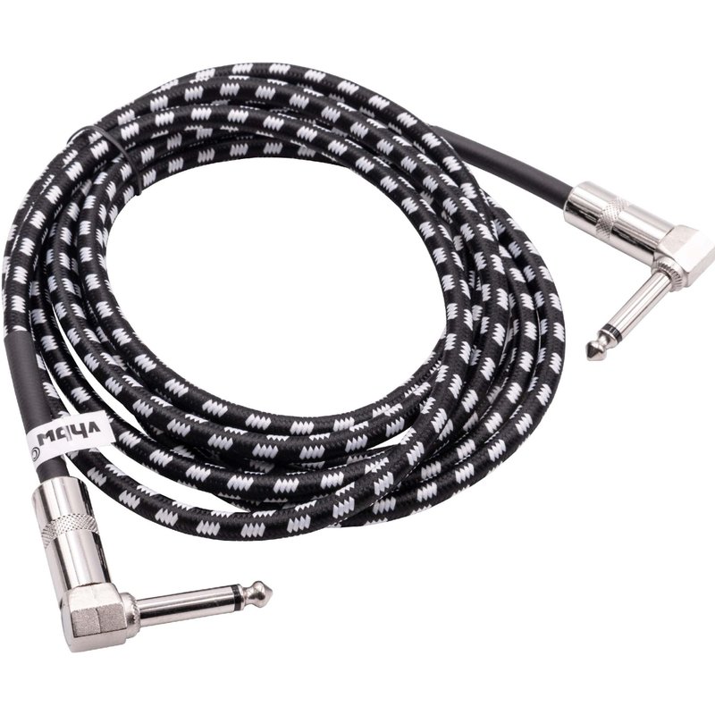 vhbw 3m Câble de guitare Jack AUX 6,35mm compatible avec tous les appareils ayant une interface audio - Câble audio Jack 6,35 mm, coudé, tressé