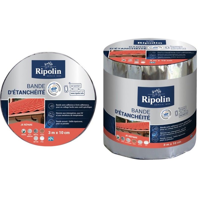 Bande d'étanchéité RIPOLIN 3MX10cm Aluminium