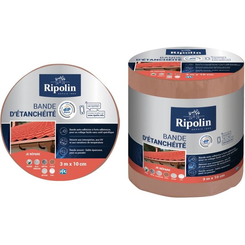 Bande d'étanchéité RIPOLIN 3MX10cm Terre Cuite