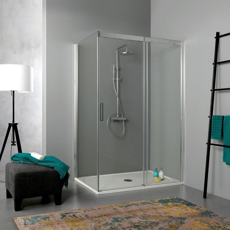 CABINE DE DOUCHE 80x130 ANGULAIRE AVEC PORTE COULISSANTE