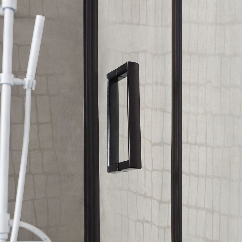 CABINE DE DOUCHE SEMI-CIRCULAIRE NOIRE MATTE CM 90 CRISTAL TRANSPARENT CITY