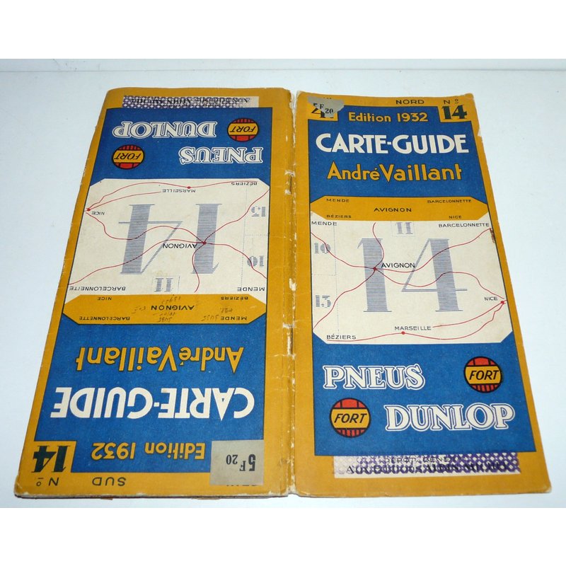 Carte Guide André Vaillant 1932 N°14 Pneus Dunlop