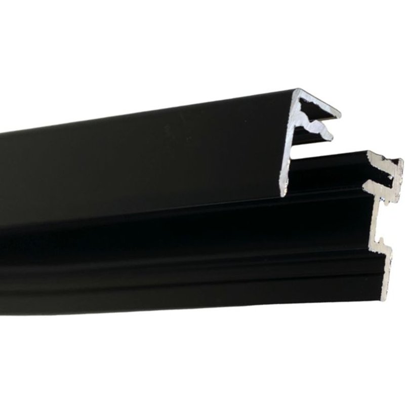 HOMEWELL - Profilés de fixation en aluminium pour miroir de 4 ou 6mm, lg 1950mm (Laqué Noir RAL 9005 mat)