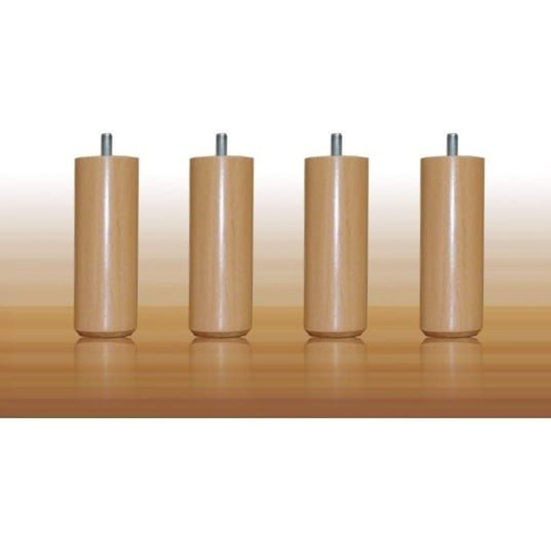 Jeu De Pieds Cylindre Cylindre H15cm D5.5cm Vernis Naturel Filetage 8mm