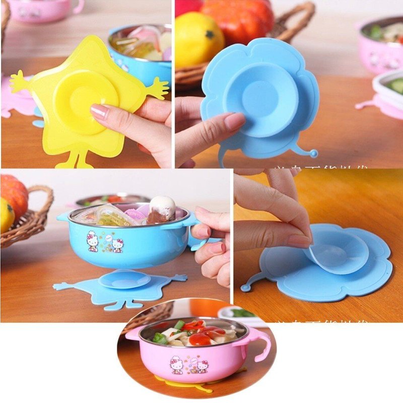 Support Anti Dérapant À Ventouse Bol Vaisselle Bébé En Silicone Ludique Enfant Rose Coccinelle