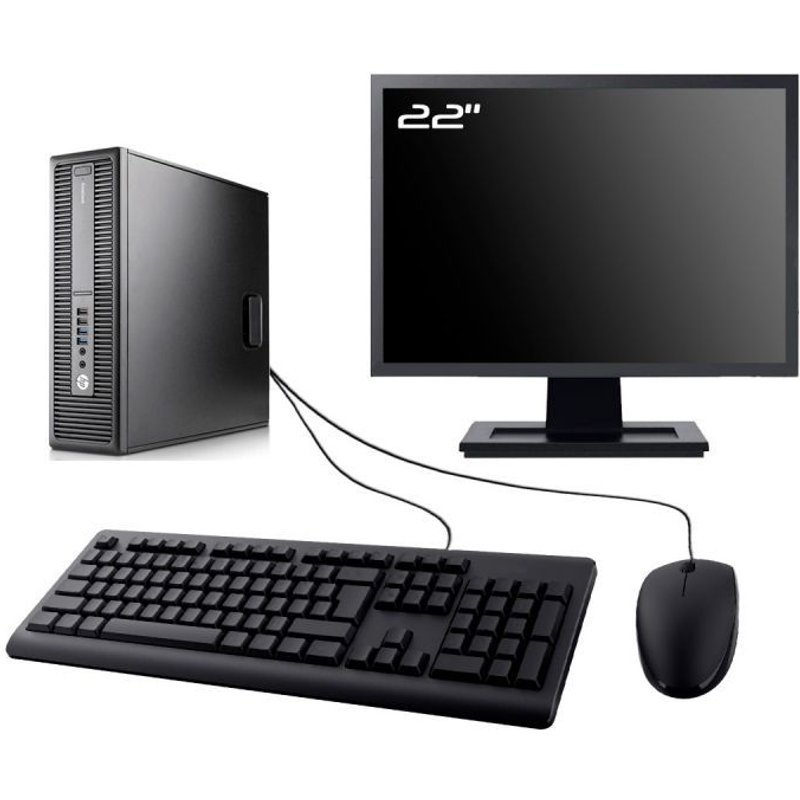PC HP EliteDesk 800 G2 SFF Ecran 22" Intel I7-6700 RAM 64Go SSD 2To W11 Wifi