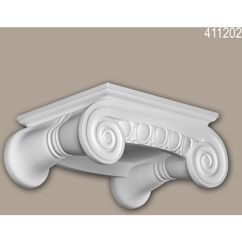 Chapiteau de colonne Profhome 411202 Moulure de façade Colonne Élément de façade style ionique blanc