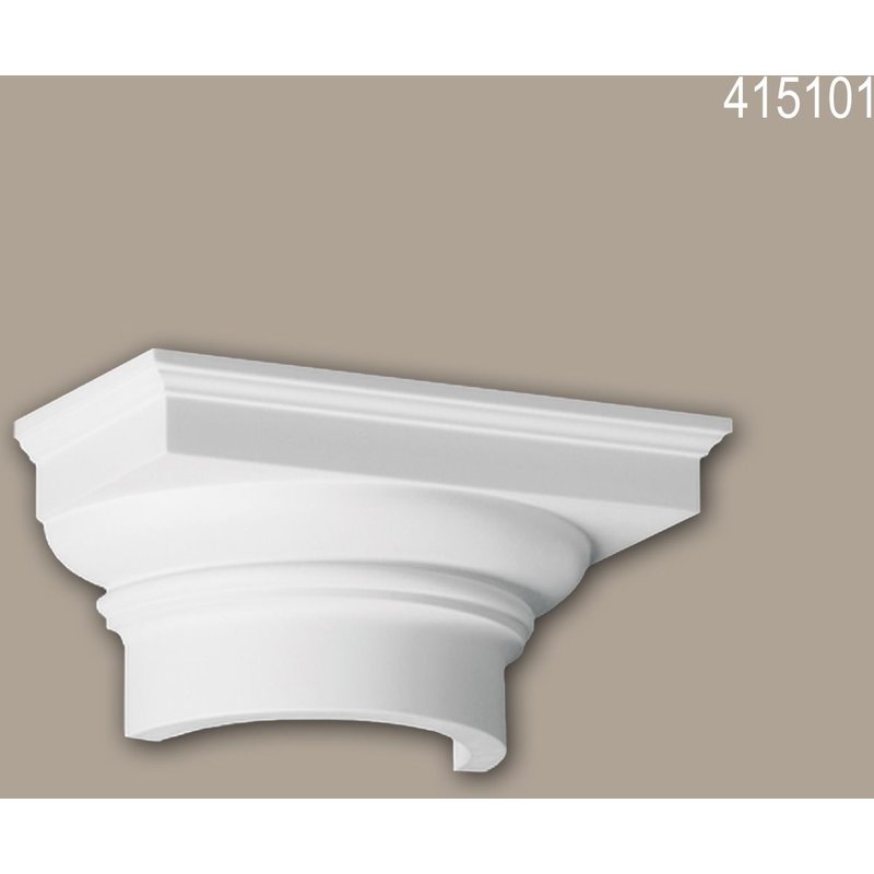 Chapiteau de demi-colonne Profhome 415101 Moulure de façade Colonne Élément de façade style toscan blanc