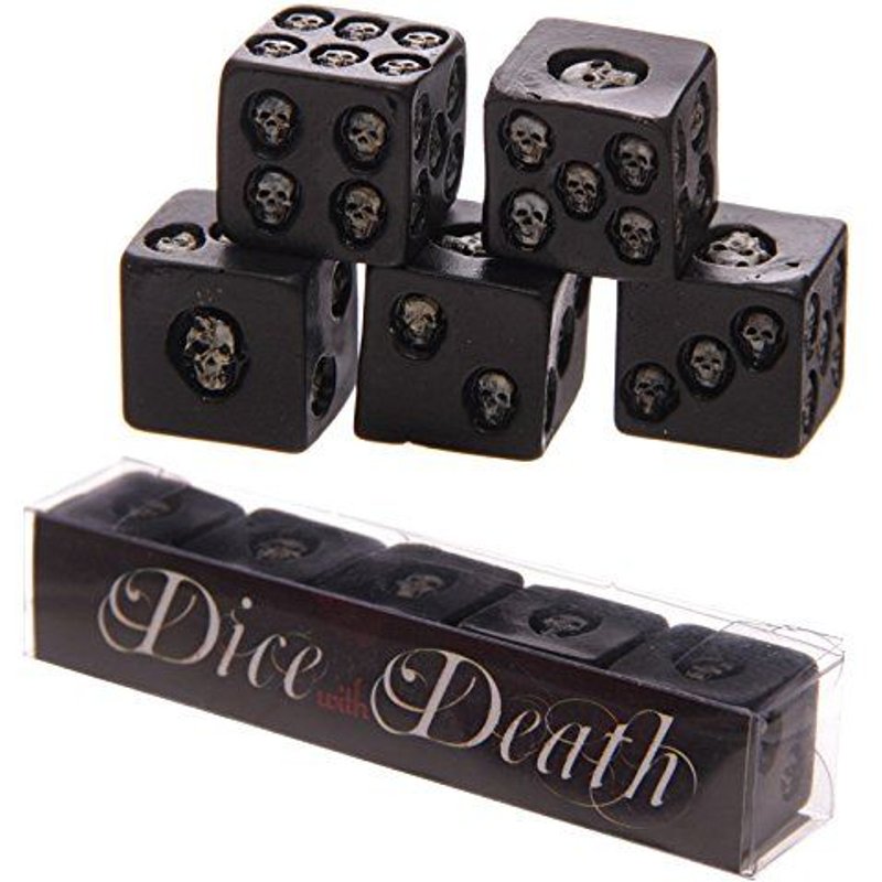 Puckator Sk200 Set Of 5 Six-Sided Die With Inlaid Skulls