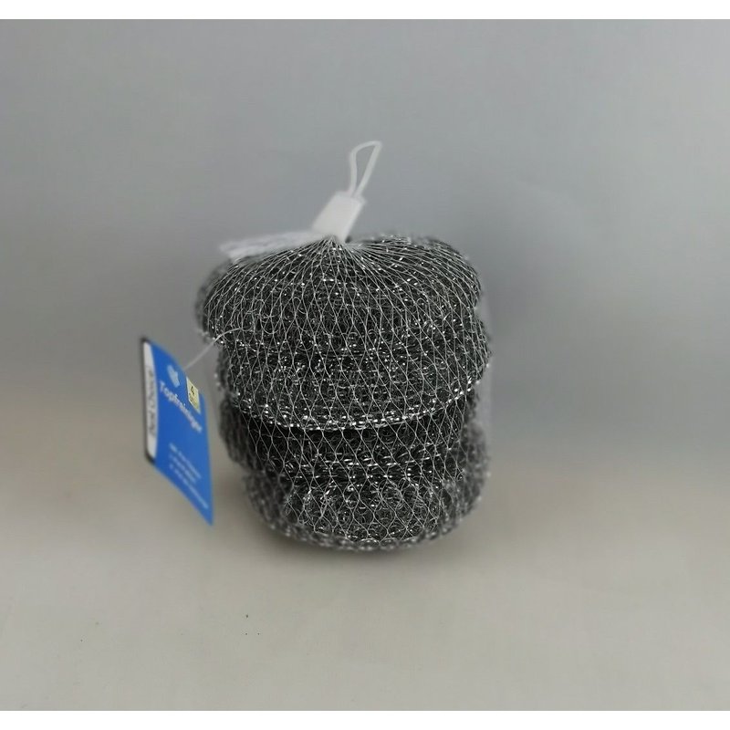 4X éponge Grattante en Acier Tampon Grattoir à Récurer Paille de Fer 10cm