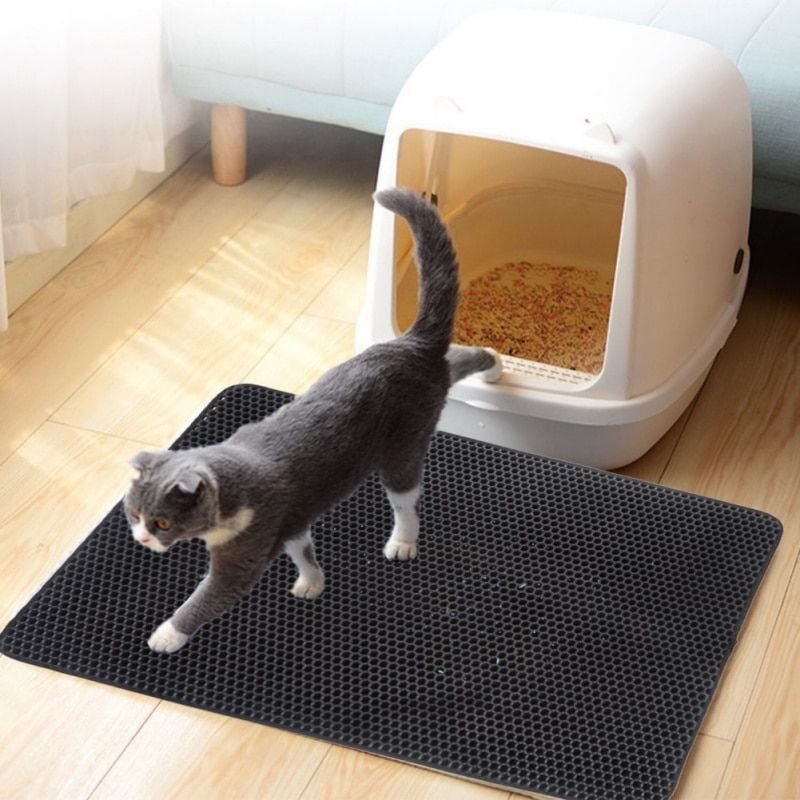 Tapis De Litiere Pour Chat De Compagnie Quwaterproof Eva Double Couche Litiere Pour Chat Piegeage Litiere Pour Animaux De Compagnie Tapis Pour Chat Produits De Protection Propre Pour Chats Accessoires