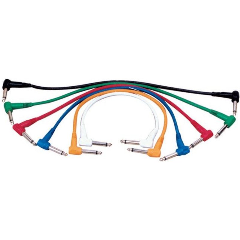 Câble jack-jack instrument 60cm (par 6) coudés - Yellow Câble P060C6