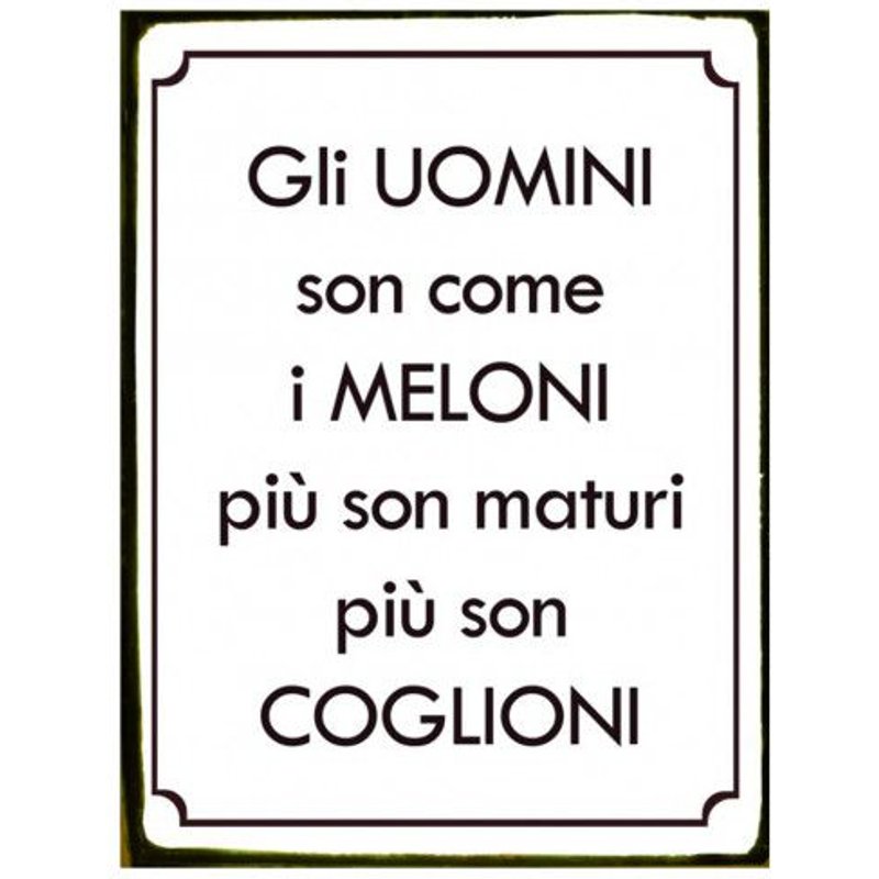 Plaque En Métal « Vintage »Media Gli Uomini