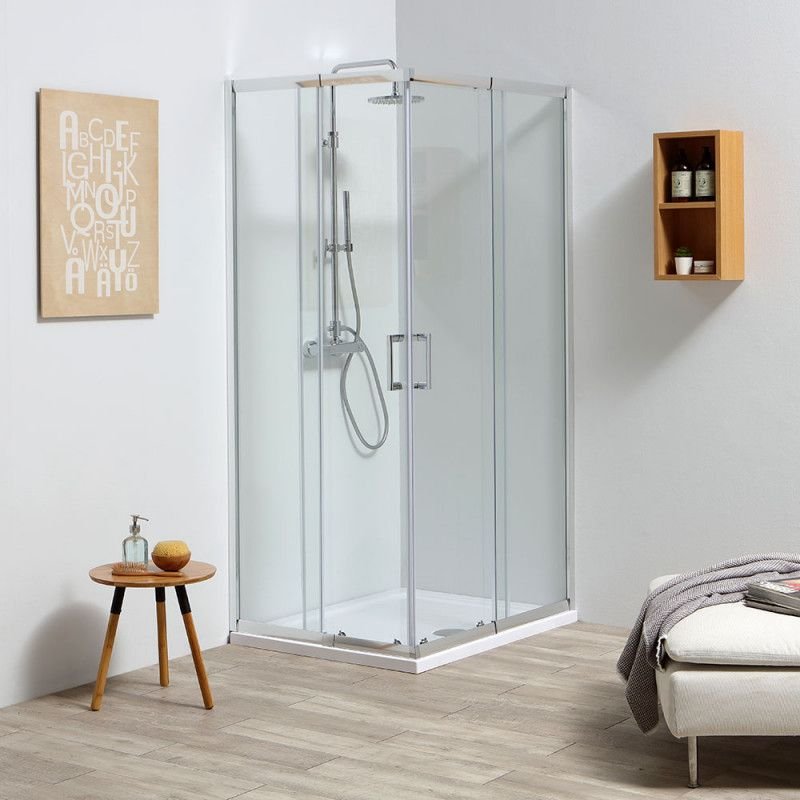 CABINE DE DOUCHE RÉGLABLE ET SUR MESURE DE 68 À 80 CM EN VERRE 4 MM LEO