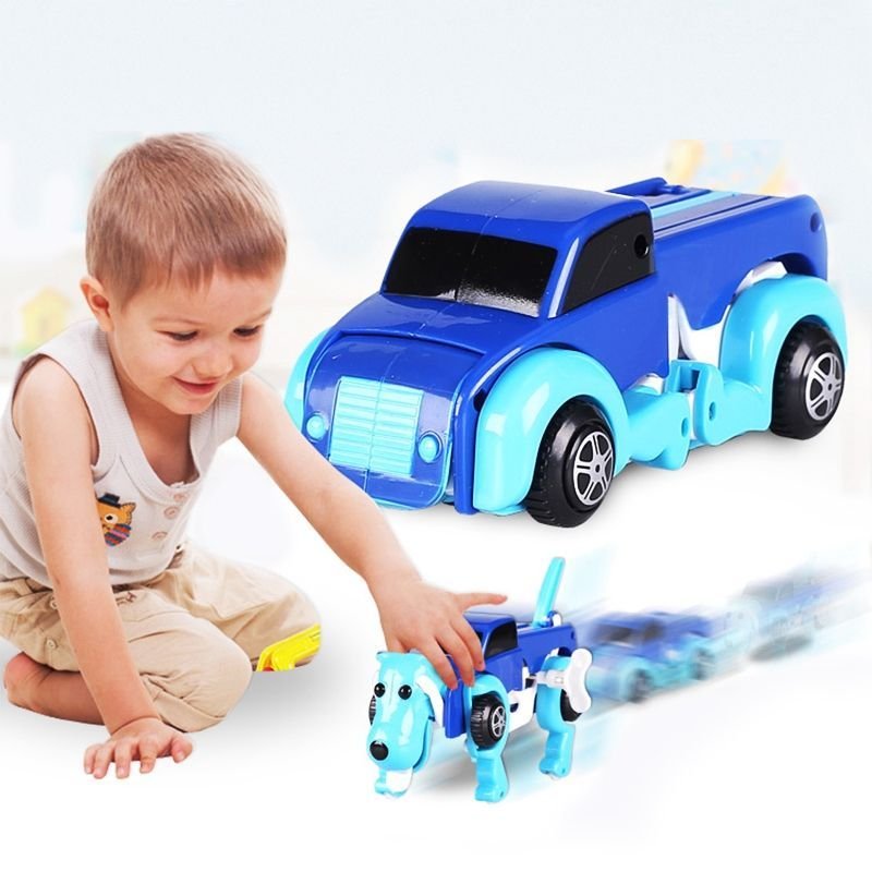 Mvi Nouveau Chien Dinosaure Voiture Transformateur Transformer Auto Mignon Cool Gar?On Fille Jouet Cadeau Bleu