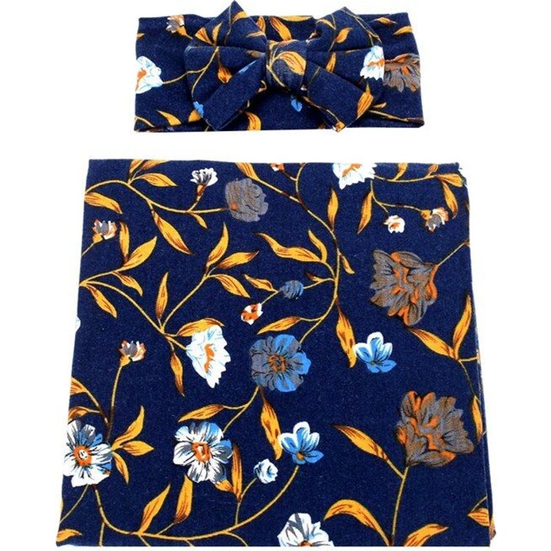 Mvi Nouveau-Ne Recevant La Couverture Bandeau Ensemble Fleur Imprimer Bebe Swaddle Recevant Des Couvertures