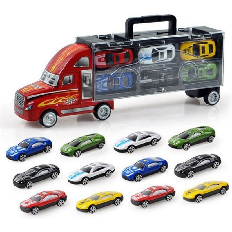 Mvi 13 Pieces/Ensemble Transport Voiture Transporteur Camion Gar?Ons Jouet (Comprend Alliage 12 Voitures) Pour Enfants Enfants